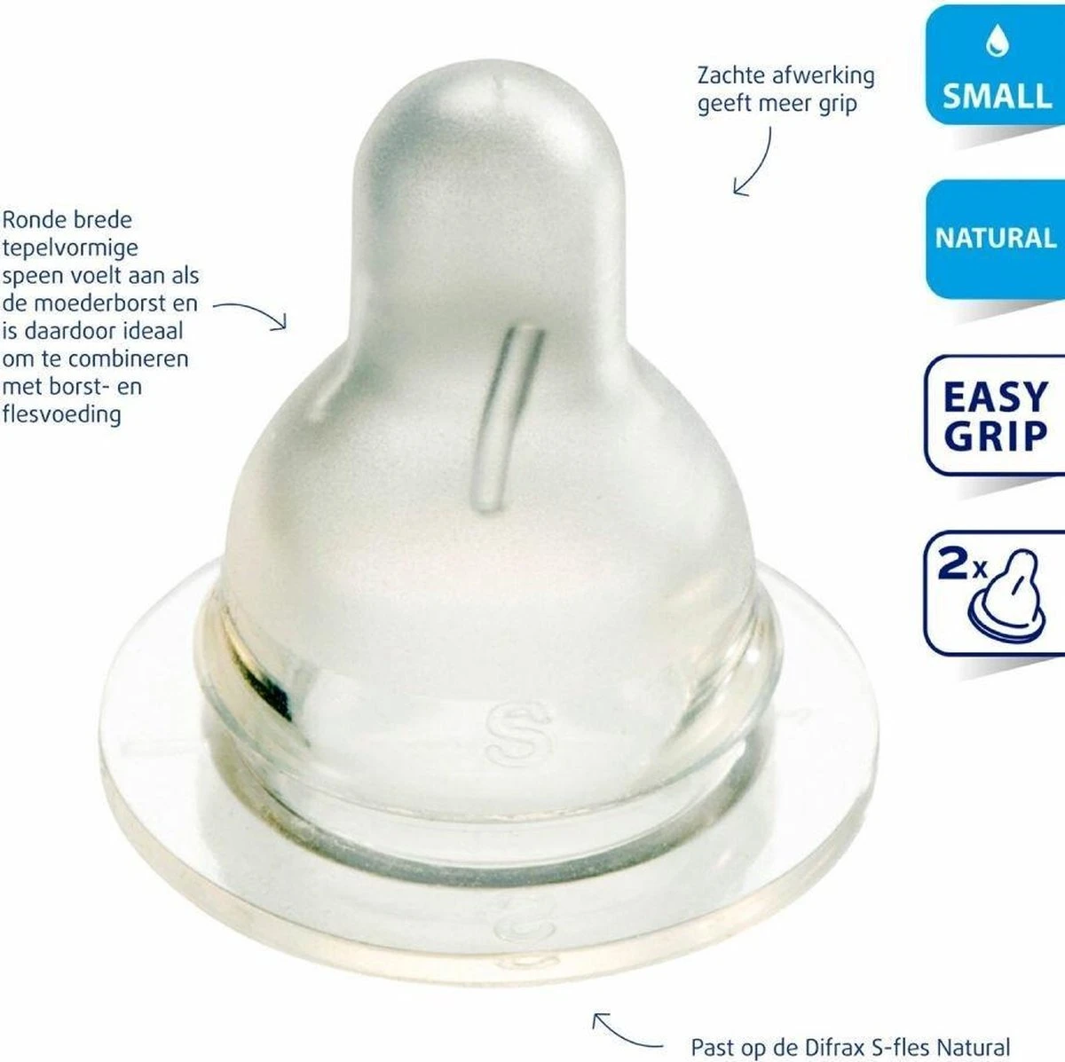 Difrax Flessenspeen Natural - Maat Small - 2 Stuks 2 Difrax Flessenspeen Natural - Maat Small - 2 Stuks - Afbeelding 2