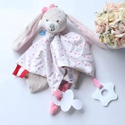 Merkloos Knuffeldoekje Konijn - Knuffeldoekje - Zacht Pluche - Knisper Oren - Belletje - Bijtring - Speenkoord -Jollein Winkel 1200x1200 1079