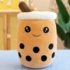 Merkloos Bubble Tea Knuffel-parel Melk Thee Kussen Pop-real-Life Bubble Tea Cup Knuffel - Kussen - Melk Thee - Zachte Pop - Melk Thee Cup Kussen - Kinderen - Speelgoed 35cm (bruin Rond)