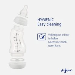 Difrax Glazen Babyfles 250 Ml Natural - Anti-Colic - Blauw - 1 Stuk -Jollein Winkel 1200x1200 136