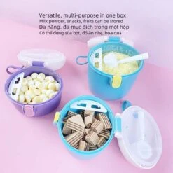 Babyvoeding Dispenser - Baby Melkpoeder Doseer Box - Reisbox - Opbergdoos Voor Voeding - Dispenser Met Schep 440ML - Paars -Jollein Winkel 1200x1200 159