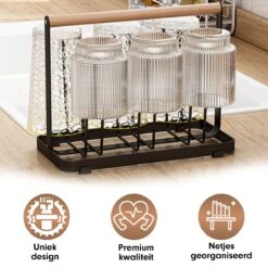 Flessenrek - Droogrek Babyfles - Flessen Rek Baby - Flessendroogrek - Afdruiprek - Afwasrek - Flessenrekje - Lekbak - Égouttoir - Zwart Met Houten Handvat - Vetalo 18 Flessenrek - Droogrek Babyfles - Flessen Rek Baby - Flessendroogrek - Afdruiprek - Afwasrek - Flessenrekje - Lekbak - Égouttoir - Zwart Met Houten Handvat - Vetalo -Jollein Winkel 1200x1200 302