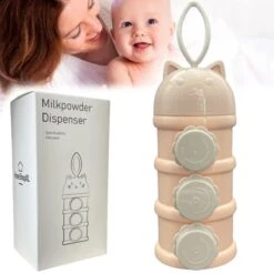 Melkpoedertoren Melkpoeder Toren - Roze - Flesvoedingsaccessoires - Babyvoeding Bewaarbakjes - Doseerdoosjes - Kraam Cadeau - BPA Vrij