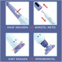 Baby Flessenborstel - Flessenreiniger - Flessenborstel Siliconen - Flesvoedingsaccessoires - BPA Vrij - Blauw - 3 In 1 -Jollein Winkel 1200x1200 319