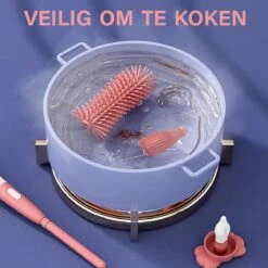 Baby Flessenborstel - Flessenreiniger - Flessenborstel Siliconen - Flesvoedingsaccessoires - BPA Vrij - Blauw - 3 In 1 -Jollein Winkel 1200x1200 320