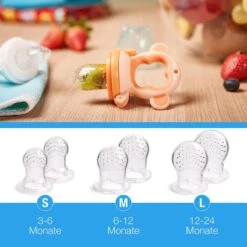 2 Fruitspenen Aap Voor Baby & Peuter + 6 Siliconen Spenen In 3 Maten - Veilig + BPA Vrij -2 Fruitspenen - Fopspeen Fruit Net Fruit Speen Baby Speen Fruit Groente Pap Babyvoeding -Jollein Winkel 1200x1200 340
