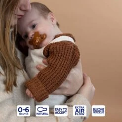 Difrax Fopspeen Pure Natural 0-6 Maanden - Bruin/Cinnamon - 2 Stuks -Jollein Winkel 1200x1200 50