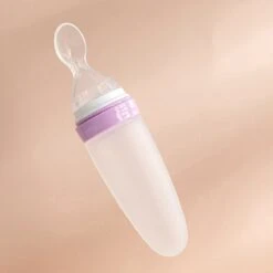 Baby Knijpfles - Baby Knijpfles Met Lepel - 90ml - Blauw - Feeding Spoon - Flesje Met Lepel - Knijpfles - Silicone - Babyfles - Roze -Jollein Winkel 1200x1200 538