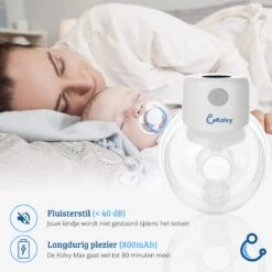 Kolvy® Max Draadloze Elektrische Borstkolf - Intelligente Kolfapparaten - Handsfree Breast Pump - USB Oplaadbaar - Professioneel - LCD Scherm - Incl. 3 Maten -Jollein Winkel 1200x1200 560
