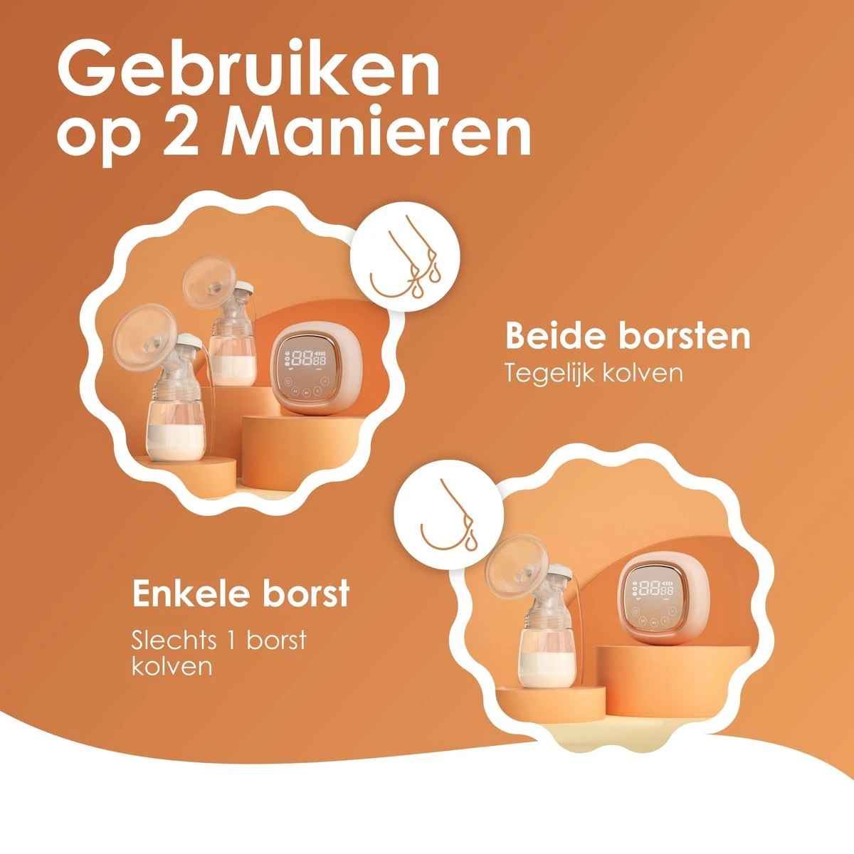 BYER Borstkolf - Dubbele Elektrische Kolf - Oplaadbare Accu - Inclusief 2x180 Ml Babyfles + Speen 2 BYER Borstkolf - Dubbele Elektrische Kolf - Oplaadbare Accu - Inclusief 2x180 Ml Babyfles + Speen - Afbeelding 2