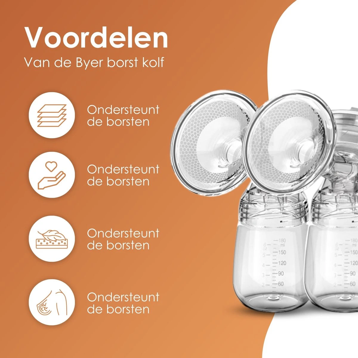 BYER Borstkolf - Dubbele Elektrische Kolf - Oplaadbare Accu - Inclusief 2x180 Ml Babyfles + Speen 5 BYER Borstkolf - Dubbele Elektrische Kolf - Oplaadbare Accu - Inclusief 2x180 Ml Babyfles + Speen - Afbeelding 5
