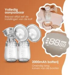 BYER Borstkolf - Dubbele Elektrische Kolf - Oplaadbare Accu - Inclusief 2x180 Ml Babyfles + Speen 17 BYER Borstkolf - Dubbele Elektrische Kolf - Oplaadbare Accu - Inclusief 2x180 Ml Babyfles + Speen -Jollein Winkel 1200x1200 598