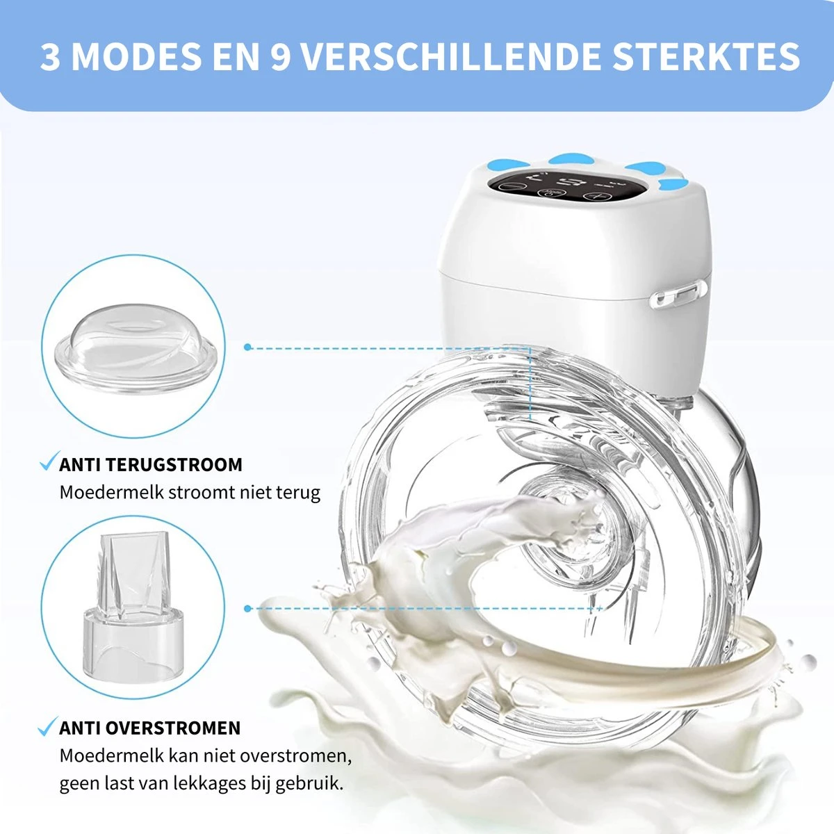 Elektrische Borstkolf - Belove - Draadloze Borstkolf - Oplaadbaar - Moedermelk - BPA-Vrij - 3 Modes - Handsfree - 2 Stuks - Blauw 6 Elektrische Borstkolf - Belove - Draadloze Borstkolf - Oplaadbaar - Moedermelk - BPA-Vrij - 3 Modes - Handsfree - 2 Stuks - Blauw - Afbeelding 6