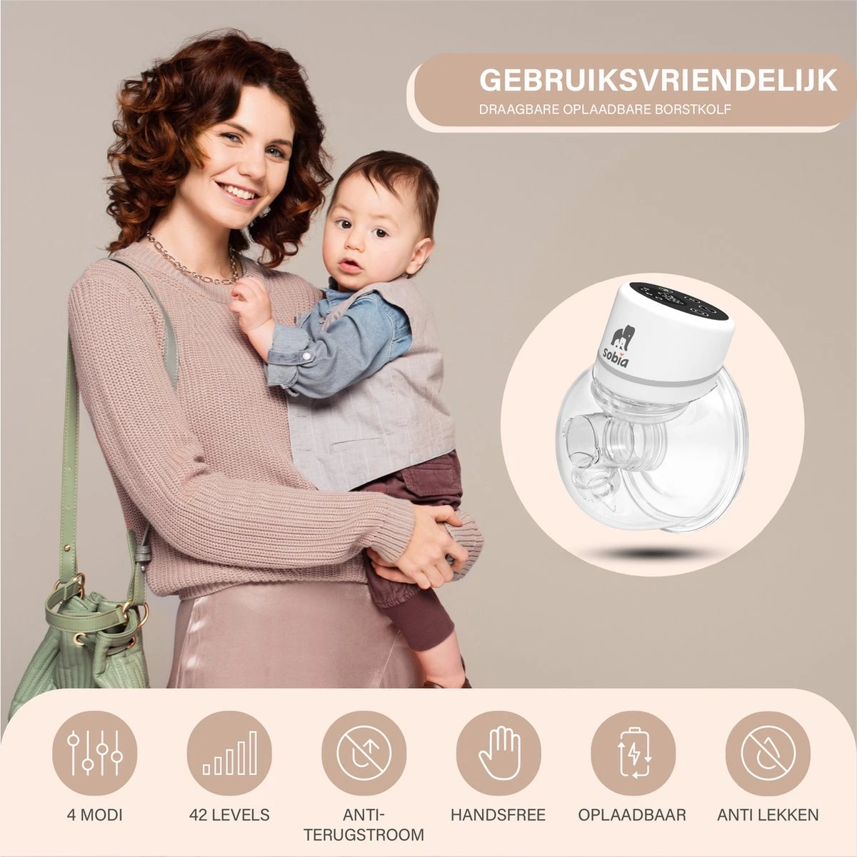 Sobia® Go Comfort - Handsfree Borstkolf - Incl. 40 Moedermelk Bewaarzakjes - BPA Vrij - 2 Stuks - Oplaadbaar - Luxe Comfort Kolfset - Incl. Borstvoeding E-Book 2 Sobia® Go Comfort - Handsfree Borstkolf - Incl. 40 Moedermelk Bewaarzakjes - BPA Vrij - 2 Stuks - Oplaadbaar - Luxe Comfort Kolfset - Incl. Borstvoeding E-Book - Afbeelding 2
