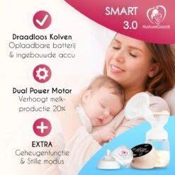 NurtureGoods Dual Efficient Borstkolf - Smart 3.0 - Vernieuwd 2023 Model - Draadloze Dubbele Elektrische Borstkolf - Oplaadbare Accu - Inclusief 2x180 Ml Babyfles, Kolfdagboek En Speen 17 NurtureGoods Dual Efficient Borstkolf - Smart 3.0 - Vernieuwd 2023 Model - Draadloze Dubbele Elektrische Borstkolf - Oplaadbare Accu - Inclusief 2x180 Ml Babyfles, Kolfdagboek En Speen -Jollein Winkel 1200x1200 710