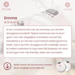 Felin Handsfree Borstkolf - Dubbele Draadloze Elektrische Borstkolf - Inclusief 30 Moedermelk Bewaarzakjes, 3 Maten Borstschildverkleiners & E-Book -Jollein Winkel 1200x1200 719
