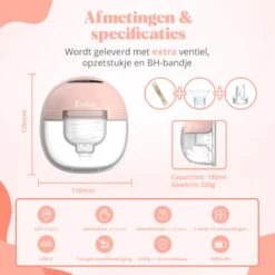 Evite Elektrische Draadloze Borstkolf – Handsfree & Draagbaar – BPA-Vrij – Dubbele Borstkolf – Met E-Book - Roze -Jollein Winkel 1200x1200 744