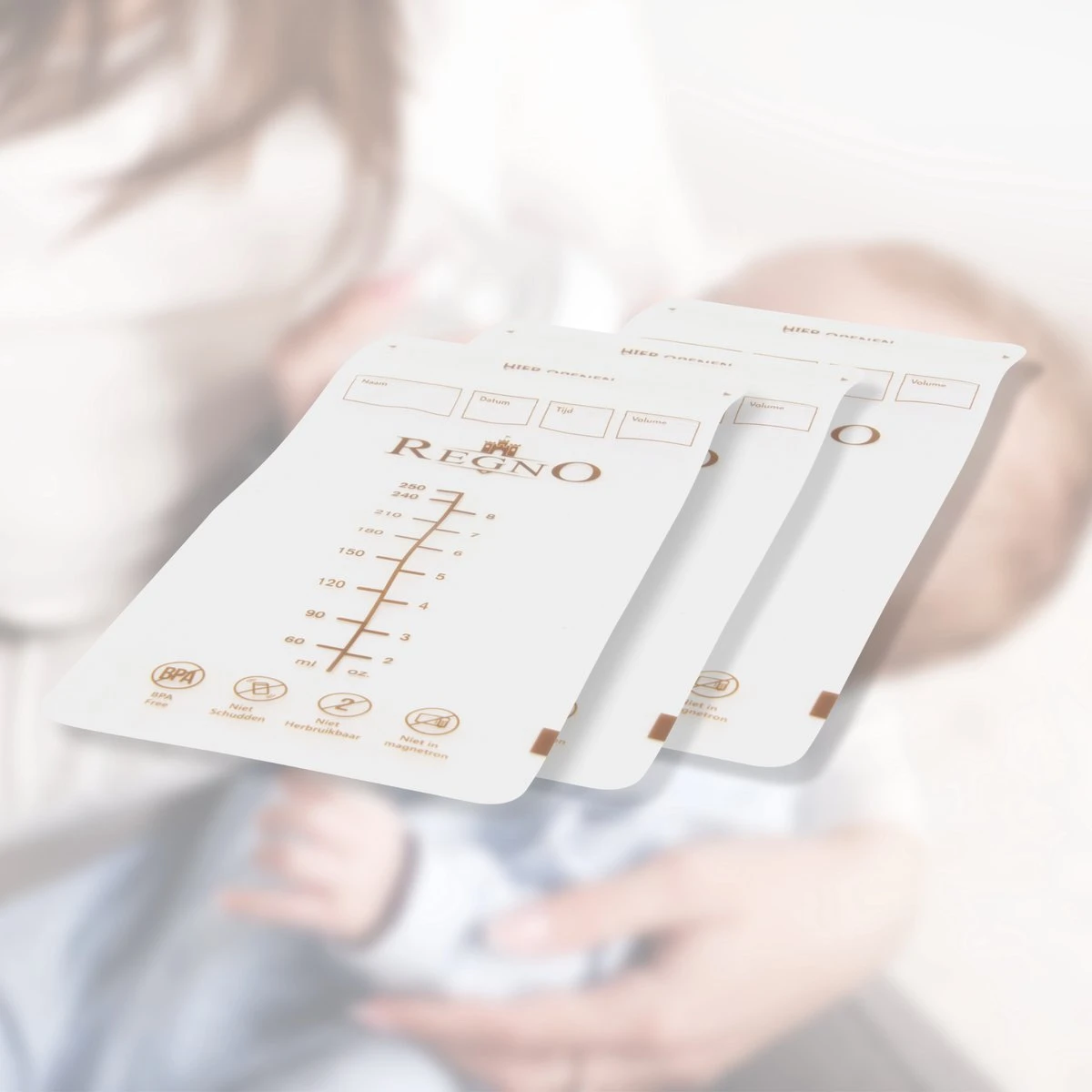 Regno Moedermelk Bewaarzakjes - Borstvoeding Zakjes - BPA Vrij - 250 ML - Lekvrij - 100 Stuks 3 Regno Moedermelk Bewaarzakjes - Borstvoeding Zakjes - BPA Vrij - 250 ML - Lekvrij - 100 Stuks - Afbeelding 3