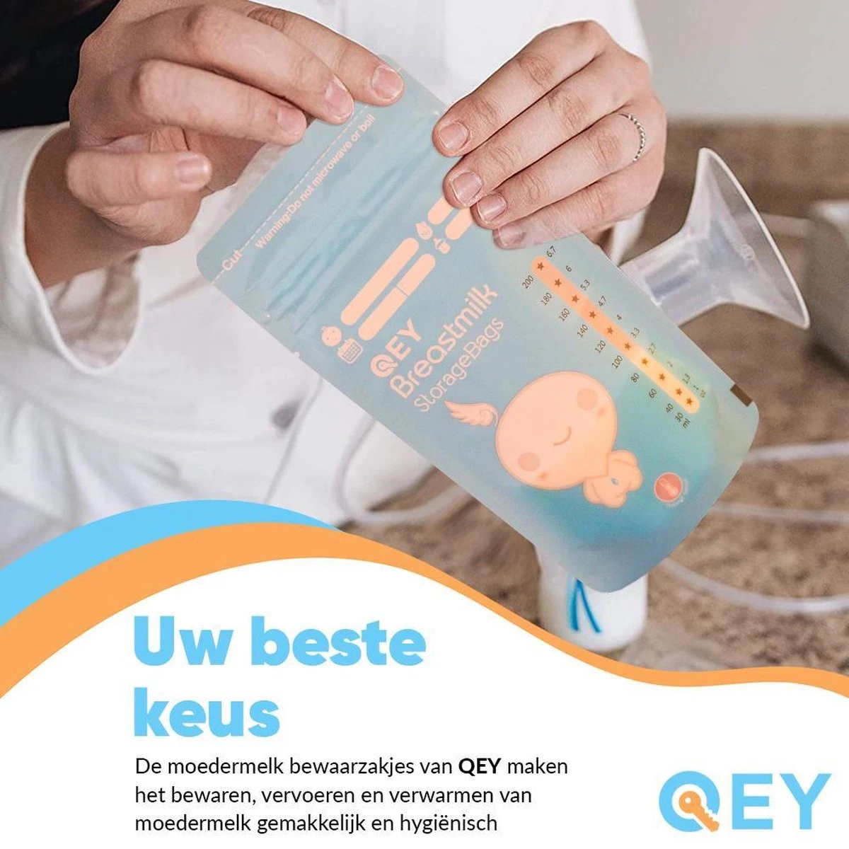 120 Stuks - Moedermelk Bewaarzakjes - Borstvoeding Zakjes - QEY (BPA Vrij) 5 120 Stuks - Moedermelk Bewaarzakjes - Borstvoeding Zakjes - QEY (BPA Vrij) - Afbeelding 5