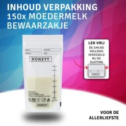 Honeyy - Moedermelk Bewaarzakjes - 150 Stuks - Schenktuit - 220 Ml - Vriezer En Koelkast - Lekvrij - Dubbelwandig - BPA-vrij -Jollein Winkel 1200x1200 833