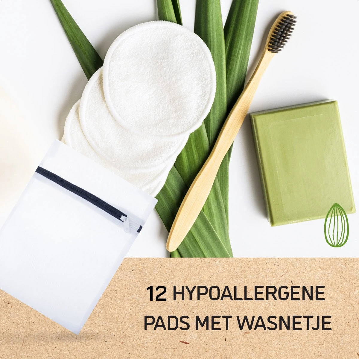 Nutty Green Hypoallergeen Bamboe Zoogcompressen - 12 Stuks 2 Nutty Green Hypoallergeen Bamboe Zoogcompressen - 12 Stuks - Afbeelding 2