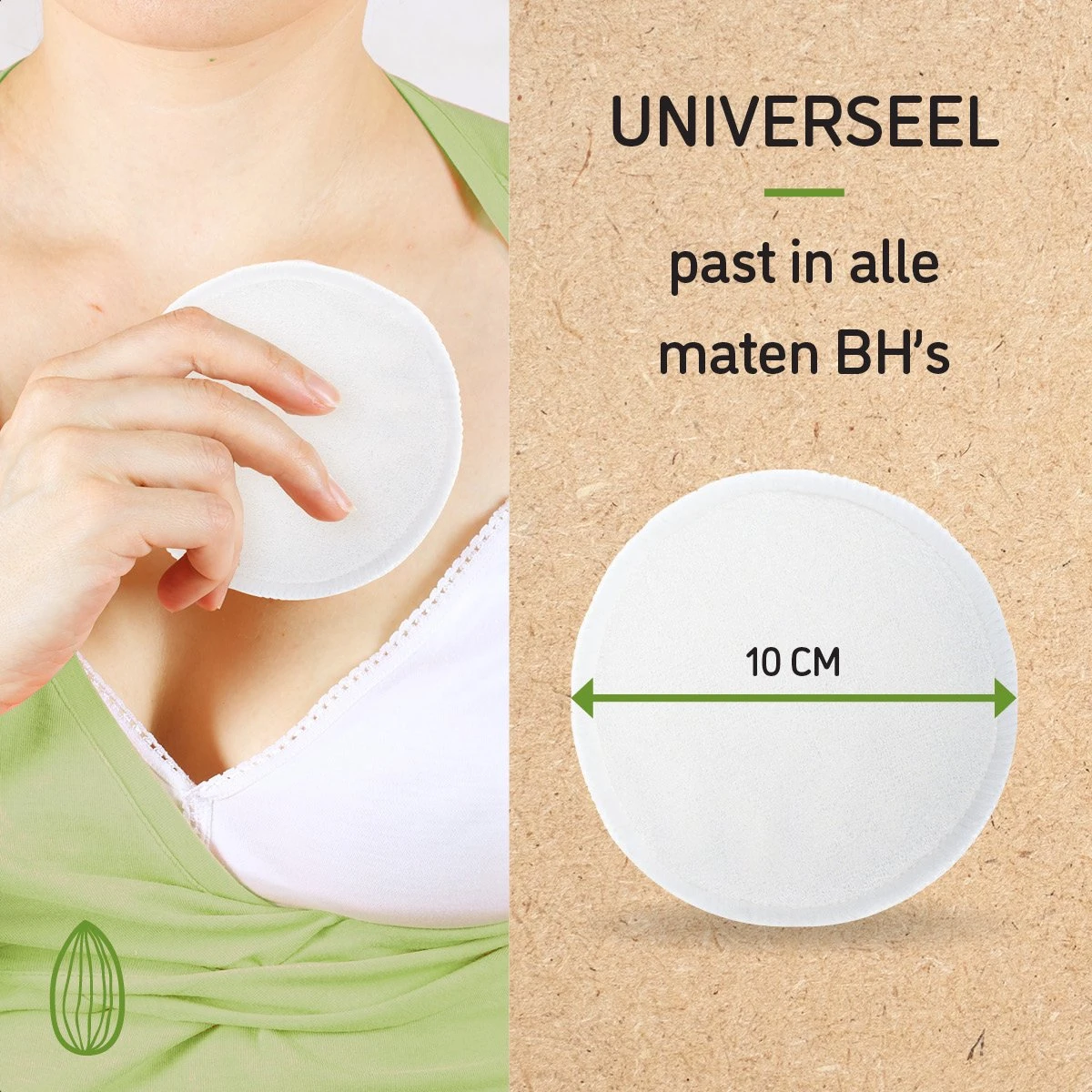 Nutty Green Hypoallergeen Bamboe Zoogcompressen - 12 Stuks 6 Nutty Green Hypoallergeen Bamboe Zoogcompressen - 12 Stuks - Afbeelding 6