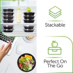 Buxibo - Ronde Maaltijd Meal Prep Containers - Bakjes Rond Met Deksel - Inhoud 900ml - Herbruikbaar Plastic Kunststof - 50 Salade Bakjes - Lunchbox - Diepvriesbakjes - Magnetron Vaatwasser Bestendig - Vershoudbakjes - Plastic Bakjes -Jollein Winkel 1200x1200 933