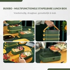Buxibo - Multifunctionele Stapelbare Lunch Box - Bento Box - Lekvrije Voedsel Container Met Handvat - 4-Laags - Anti - Overflow - Geïsoleerde Maaltijd Box Voor Werk/Kantoor/School - Roestvrijstaal - Groen - 2800ML 20 Buxibo - Multifunctionele Stapelbare Lunch Box - Bento Box - Lekvrije Voedsel Container Met Handvat - 4-Laags - Anti - Overflow - Geïsoleerde Maaltijd Box Voor Werk/Kantoor/School - Roestvrijstaal - Groen - 2800ML -Jollein Winkel 1200x1200 993