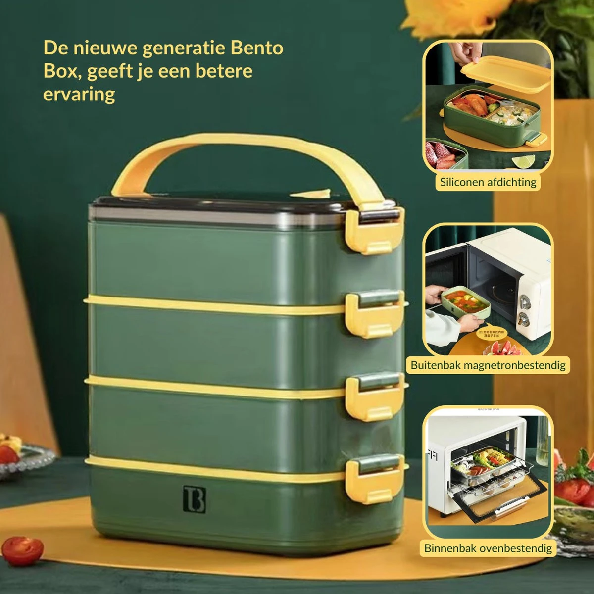 Buxibo - Multifunctionele Stapelbare Lunch Box - Bento Box - Lekvrije Voedsel Container Met Handvat - 4-Laags - Anti - Overflow - Geïsoleerde Maaltijd Box Voor Werk/Kantoor/School - Roestvrijstaal - Groen - 2800ML 10 Buxibo - Multifunctionele Stapelbare Lunch Box - Bento Box - Lekvrije Voedsel Container Met Handvat - 4-Laags - Anti - Overflow - Geïsoleerde Maaltijd Box Voor Werk/Kantoor/School - Roestvrijstaal - Groen - 2800ML - Afbeelding 10