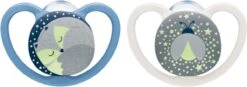 Nuk Space Night- Siliconen Fopspenen, 2st. Set- Gloeit In Het Donker 18-36 Maanden