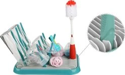 Nevi Afdruiprek Met Lekbak - Afdruipmat Voor 10 Flessen - Opvouwbaar Droogrek Babyfles - Inclusief Afwasborstel -Jollein Winkel 1200x726