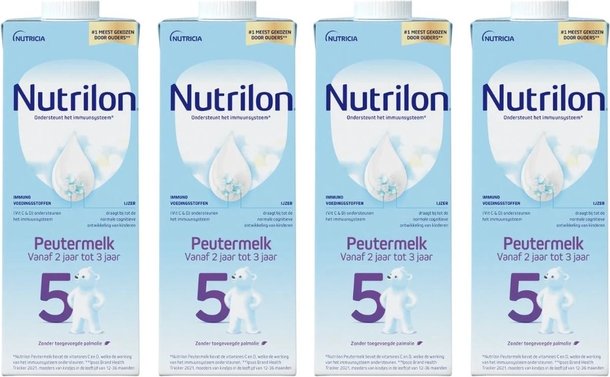 Nutrilon 5 Peutermelk Kant & Klaar - Van 2 Tot 3 Jaar - 4 X 1L 1 Nutrilon 5 Peutermelk Kant & Klaar - Van 2 Tot 3 Jaar - 4 X 1L
