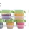Fiorire Babyvoeding Bewaarbakjes Met 2 Gratis Lepels - BPA Vrij - Diepvriesbakjes - 4 X 120 Ml - 6 X 60 Ml