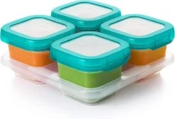 OXO Tot Babyvoeding Diepvriesbakjes - Bewaarbakjes Met Deksel -4x180 Ml- Teal -Jollein Winkel 1200x815 1