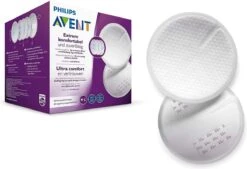 Philips Avent Borstkompressen - 60 Stuks - Extra Dun En Absorberend - Lekvrij - Ademende Buitenlaag - Honingraatbovenlaag - 2 Plakstrips - Afzonderlijk Verpakt - SCF254/61