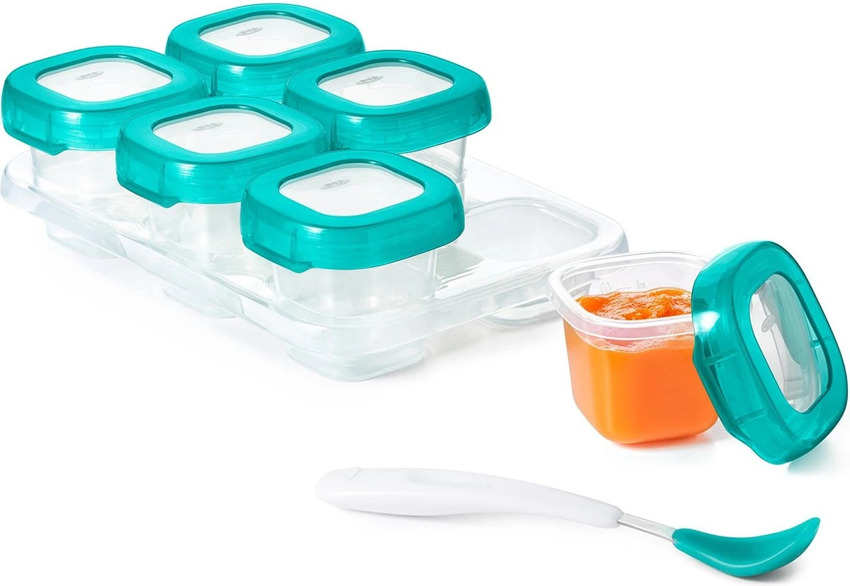 OXO Tot Babyvoeding Diepvriesbakjes - Babyvoeding Bewaarbakjes Met Deksel - 6x60 Ml- Teal 4 OXO Tot Babyvoeding Diepvriesbakjes - Babyvoeding Bewaarbakjes Met Deksel - 6x60 Ml- Teal - Afbeelding 4