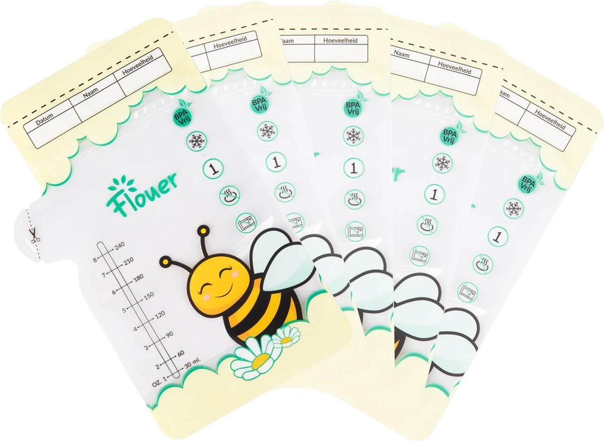 Flouer Moedermelk Bewaarzakjes Met Schenktuit - Extra Groot - 240 Ml - 100 Stuks - Borstvoeding Bewaarzakje - Borstvoeding Zakjes 2 Flouer Moedermelk Bewaarzakjes Met Schenktuit - Extra Groot - 240 Ml - 100 Stuks - Borstvoeding Bewaarzakje - Borstvoeding Zakjes - Afbeelding 2
