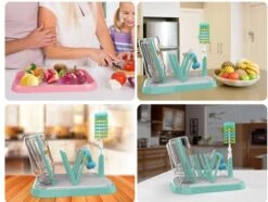 Nevi Afdruiprek Met Lekbak - Afdruipmat Voor 10 Flessen - Opvouwbaar Droogrek Babyfles - Inclusief Afwasborstel -Jollein Winkel 1200x904