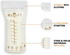 Regno Moedermelk Bewaarzakjes - Borstvoeding Zakjes - BPA Vrij - 250 ML - Lekvrij - 100 Stuks 17 Regno Moedermelk Bewaarzakjes - Borstvoeding Zakjes - BPA Vrij - 250 ML - Lekvrij - 100 Stuks -Jollein Winkel 1200x941