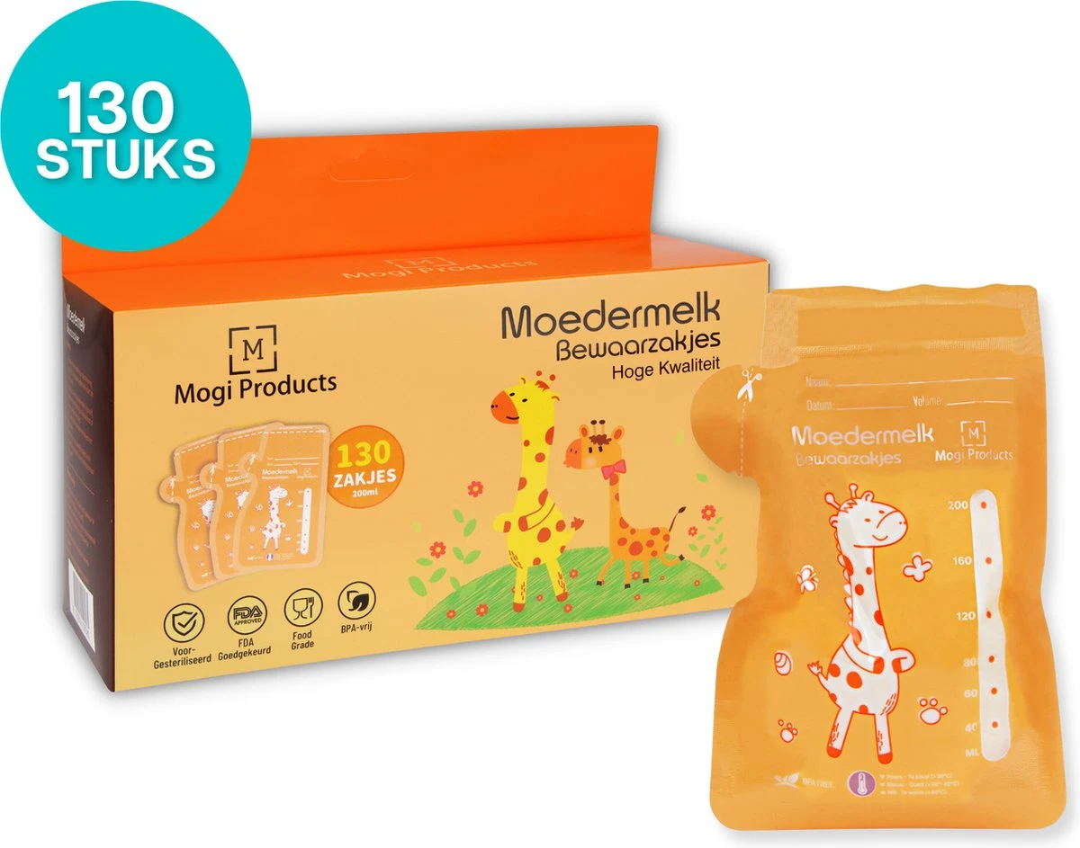 Mogi Products-Moedermelk Bewaarzakjes - 130 Stuks- Met Schenktuit - Borstvoeding Bewaarzakjes - Lekvrij - Koelkast En Vriezer - BPA Vrij - 200 Ml 1 Mogi Products-Moedermelk Bewaarzakjes - 130 Stuks- Met Schenktuit - Borstvoeding Bewaarzakjes - Lekvrij - Koelkast En Vriezer - BPA Vrij - 200 Ml