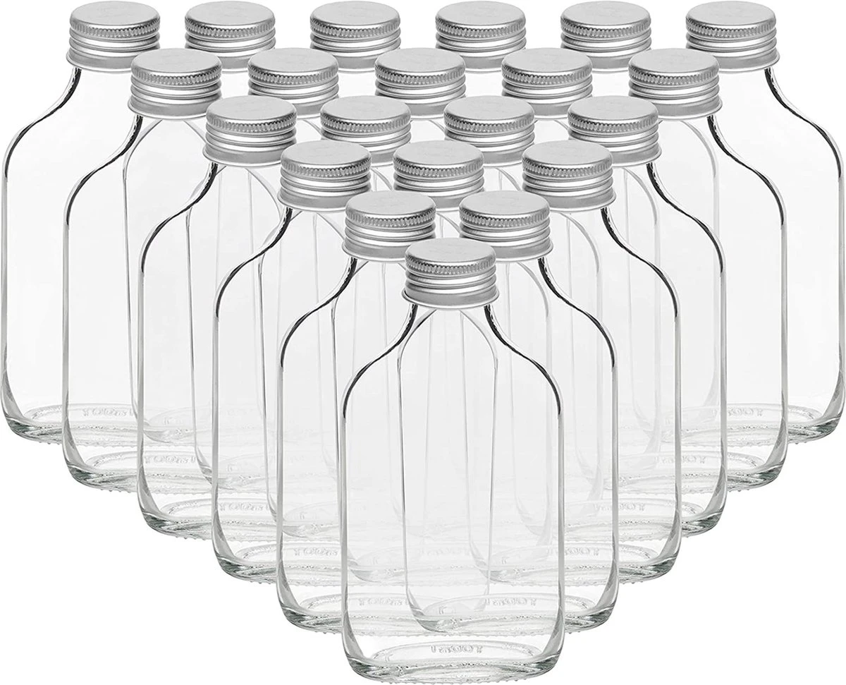 Belle Vous Mini 100ml Glazen Flask Likeur Flessen Met Zilveren Doppen & Trechter (20 Pak) – Lege Schroefdop Miniatuur Flessen Voor Huwelijk & Feesten – Alcohol, Schnaps, Whisky, Shots & Drankjes 1 Belle Vous Mini 100ml Glazen Flask Likeur Flessen Met Zilveren Doppen & Trechter (20 Pak) – Lege Schroefdop Miniatuur Flessen Voor Huwelijk & Feesten – Alcohol, Schnaps, Whisky, Shots & Drankjes