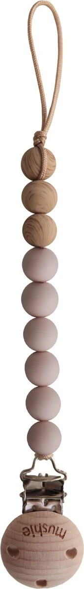 Mushie Speenkoord EVA - Blush / Hout (look) - 100% Siliconen Kralen