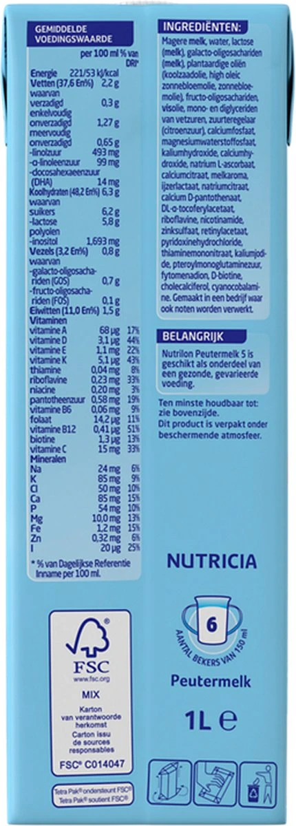 Nutrilon 5 Peutermelk Kant & Klaar - Van 2 Tot 3 Jaar - 4 X 1L 10 Nutrilon 5 Peutermelk Kant & Klaar - Van 2 Tot 3 Jaar - 4 X 1L - Afbeelding 10