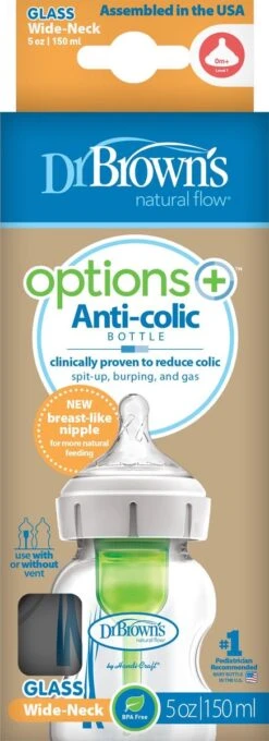 Dr. Brown's Options+ Anti-colic Bottle Brede Hals Fles - Glas - 150 Ml -Jollein Winkel 436x1200