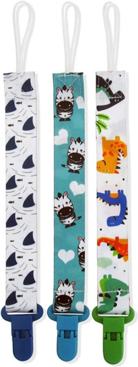 Set 3 Stuks Speenkoord - Funky Animal 1 Set 3 Stuks Speenkoord - Funky Animal