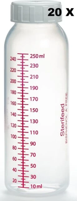 Sterifeed: Moedermelk Bewaar Fles 20 Stuks 250 Ml (plastic)