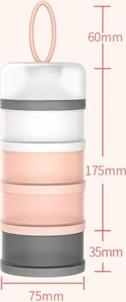 Merkloos Melkpoeder Toren - Melkpoeder Doseerdoosjes - Babyvoeding - Bewaarbakjes - Schenktuit - BPA Vrij - Meenemen En Bewaren - Dispenser - Melkpoeder - Snacks - 4 Laags - Family Favorites - Kraamcadeau - ROZE -Jollein Winkel 501x1200 3