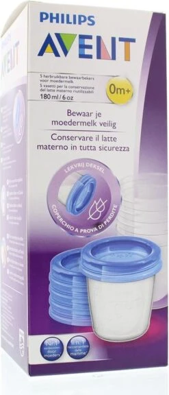 Philips Avent SCF619/05 Bewaarbekers Voor Babyvoeding - 180 Ml - 5 Stuks -Jollein Winkel 515x1200