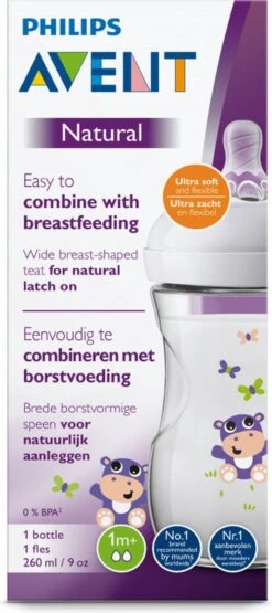 Philips Avent Natural Babyfles - SCF070/22 Babyfles (1m+) Voor Langzame Toevoer - 1x -Jollein Winkel 534x1200