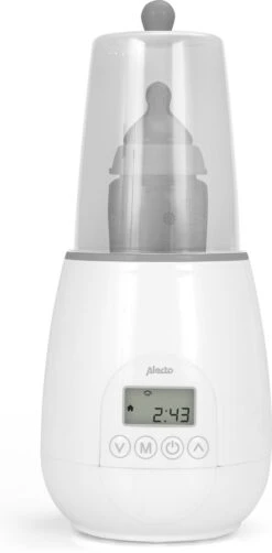Alecto BW-700 - Snelle Digitale Flessenwarmer 500W Voor Opwarmen, Steriliseren En Ontdooien - Inclusief Stoomkap - Bediening Via Display - Wit -Jollein Winkel 590x1200